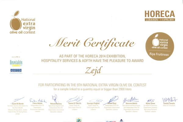 Zejd awarded first prize for the “Ripe fruitiness” category